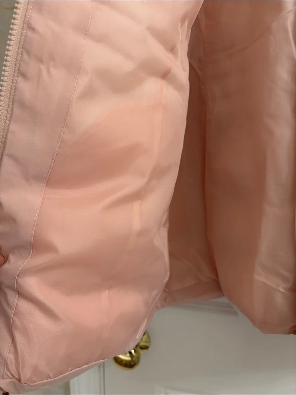 Michael Kors Blush Pink Quilted Puffer Jacket with Stand Collar
